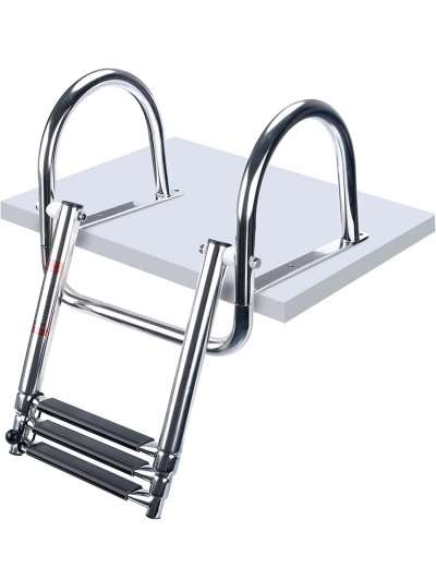 Складная трехступенчатая лестница для лодки с поручнями безопасности SeaLadder FT3+-1